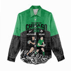 New Zealand and Ireland Rugby Custom Women Casual Shirt Chicago 2025 Go All Black Shamrocks - Aussie Hoodie