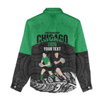 New Zealand and Ireland Rugby Custom Women Casual Shirt Chicago 2025 Go All Black Shamrocks - Aussie Hoodie