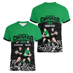 New Zealand and Ireland Rugby Custom Women V-Neck T-Shirt Chicago 2025 Go All Black Shamrocks - Aussie Hoodie