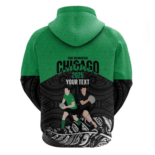 New Zealand and Ireland Rugby Custom Zip Hoodie Chicago 2025 Go All Black Shamrocks - Aussie Hoodie