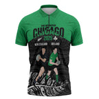 New Zealand and Ireland Rugby Custom Zipper Polo Shirt Chicago 2025 Go All Black Shamrocks - Aussie Hoodie