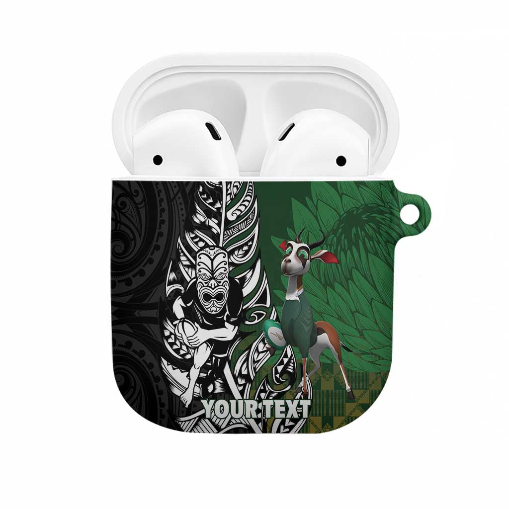 New Zealand and South Africa Rugby Custom AirPods Case Maori Tiki Fern Springboks Kente Pattern - Aussie Hoodie