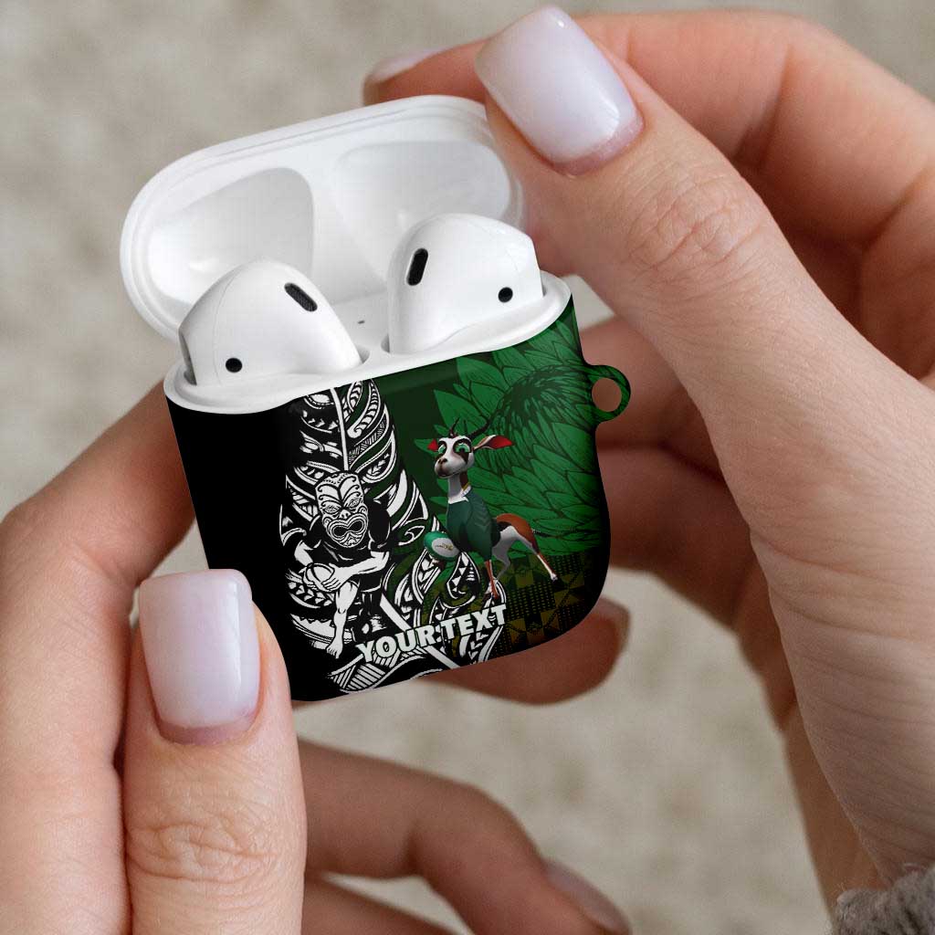 New Zealand and South Africa Rugby Custom AirPods Case Maori Tiki Fern Springboks Kente Pattern - Aussie Hoodie