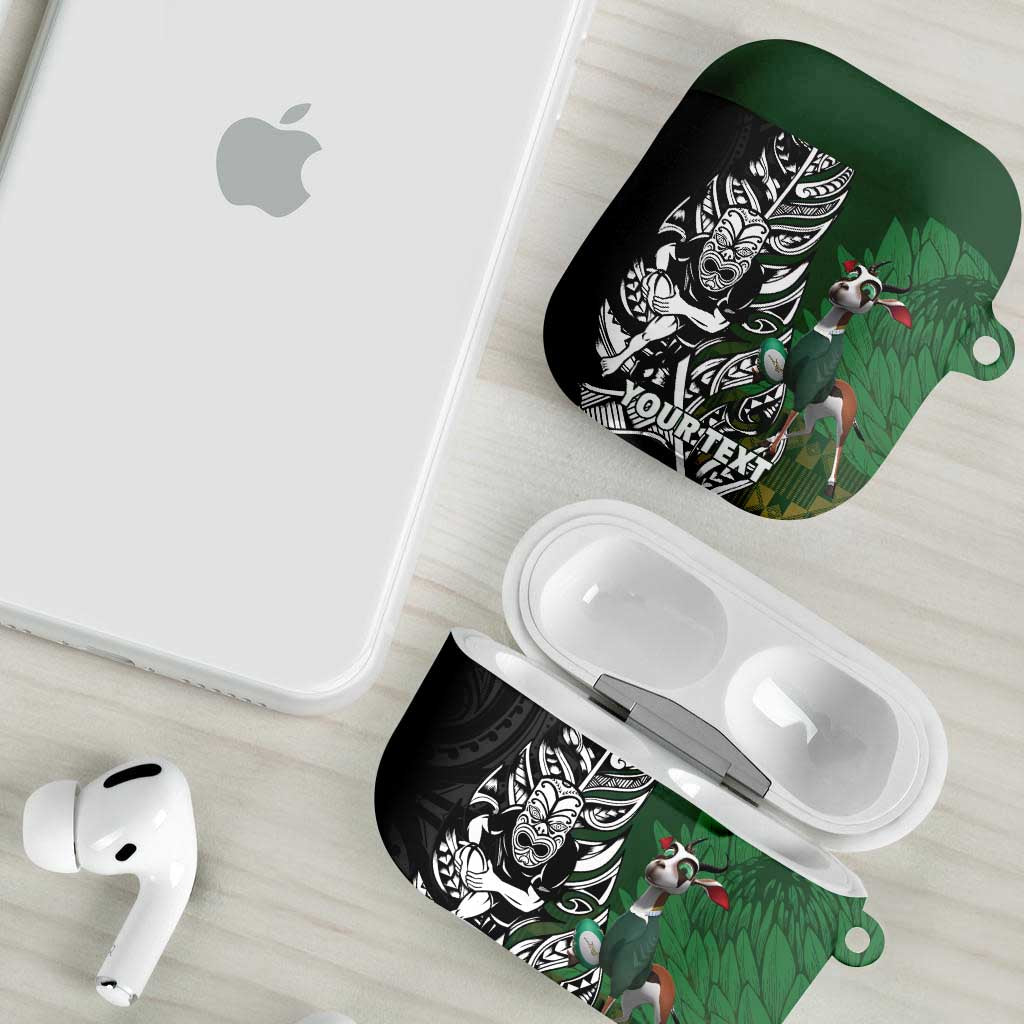New Zealand and South Africa Rugby Custom AirPods Case Maori Tiki Fern Springboks Kente Pattern - Aussie Hoodie