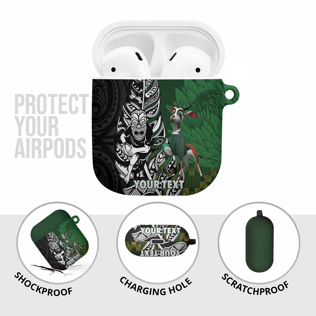 New Zealand and South Africa Rugby Custom AirPods Case Maori Tiki Fern Springboks Kente Pattern - Aussie Hoodie