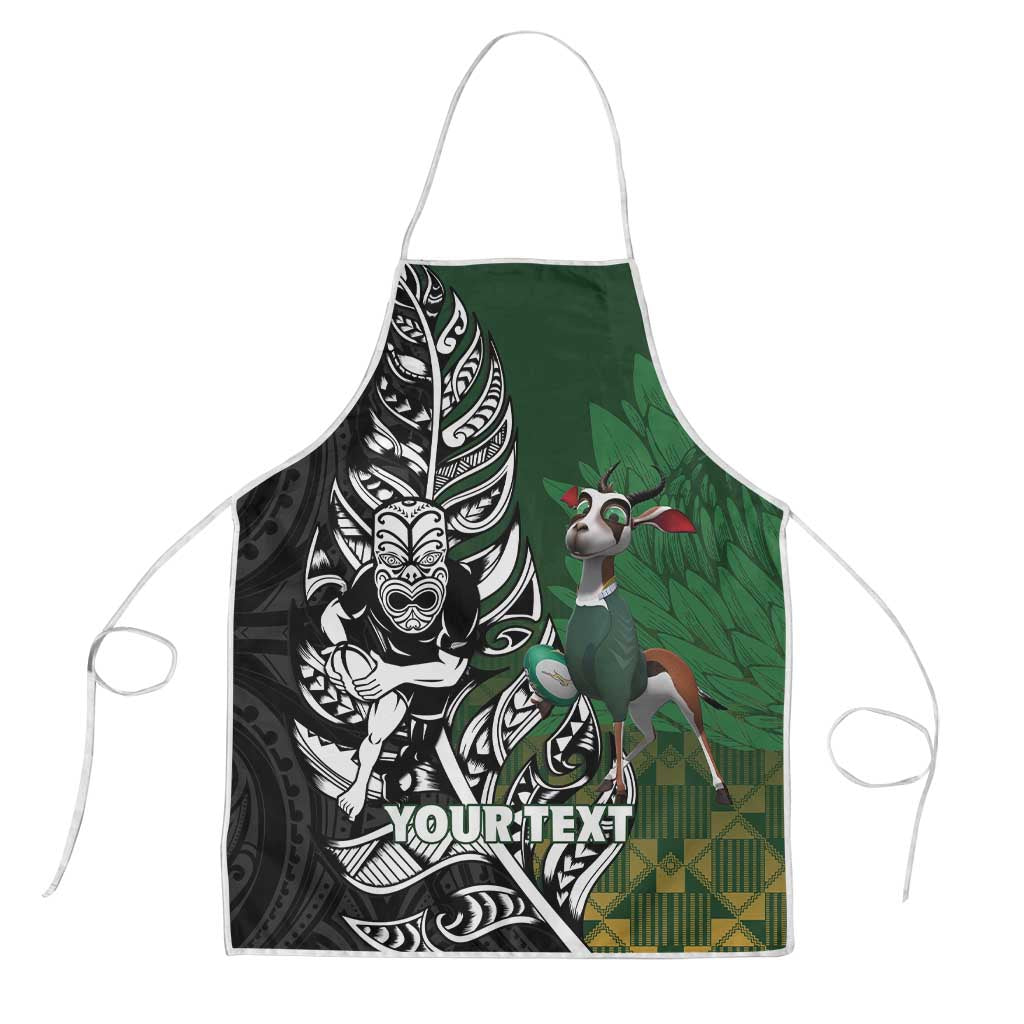 New Zealand and South Africa Rugby Custom Apron Maori Tiki Fern Springboks Kente Pattern - Aussie Hoodie