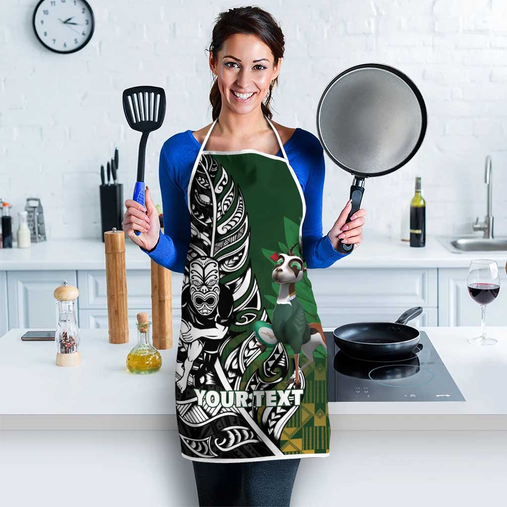 New Zealand and South Africa Rugby Custom Apron Maori Tiki Fern Springboks Kente Pattern - Aussie Hoodie
