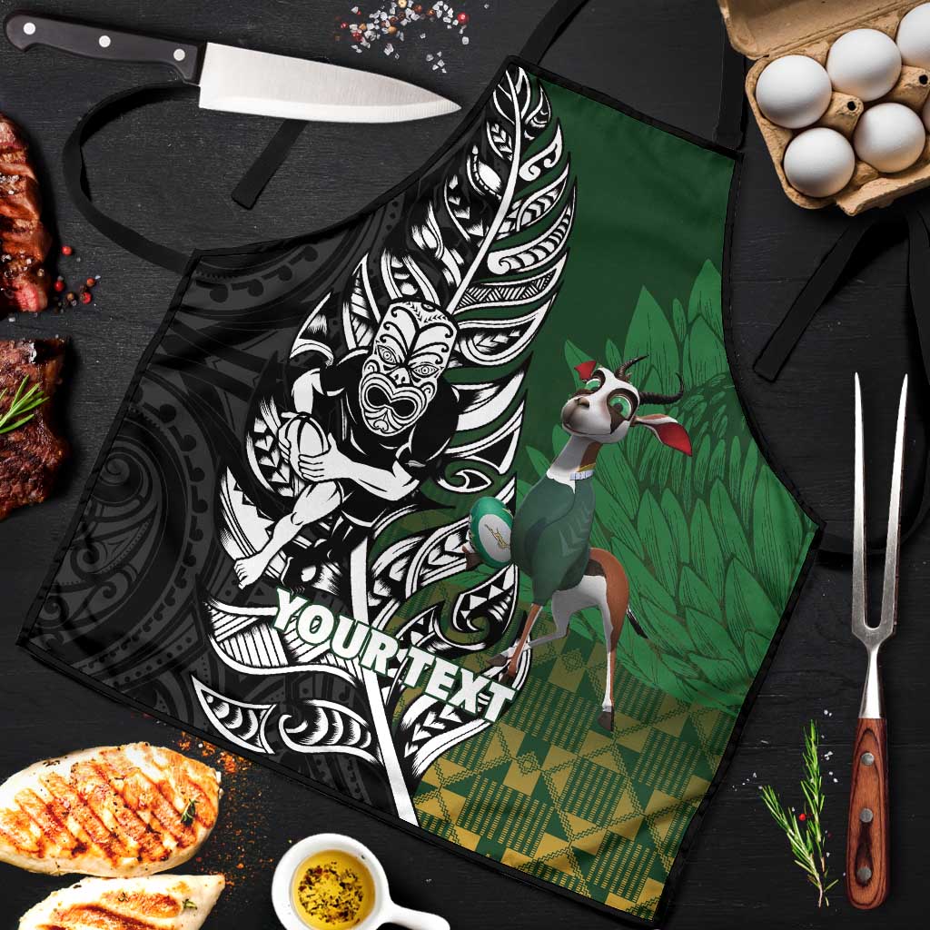 New Zealand and South Africa Rugby Custom Apron Maori Tiki Fern Springboks Kente Pattern - Aussie Hoodie