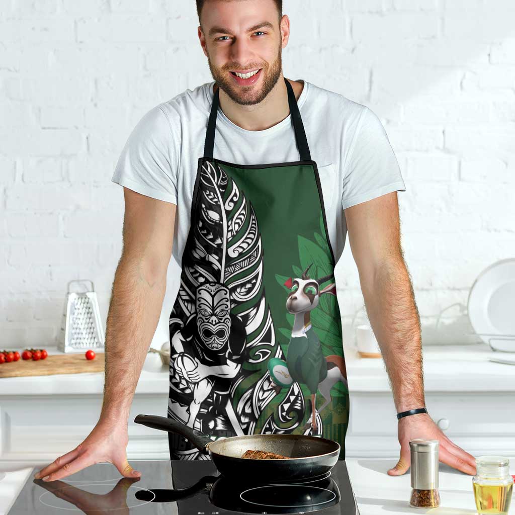 New Zealand and South Africa Rugby Custom Apron Maori Tiki Fern Springboks Kente Pattern - Aussie Hoodie