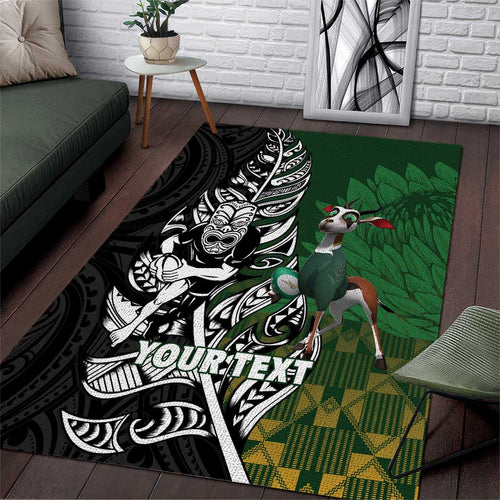 New Zealand and South Africa Rugby Custom Area Rug Maori Tiki Fern Springboks Kente Pattern - Aussie Hoodie