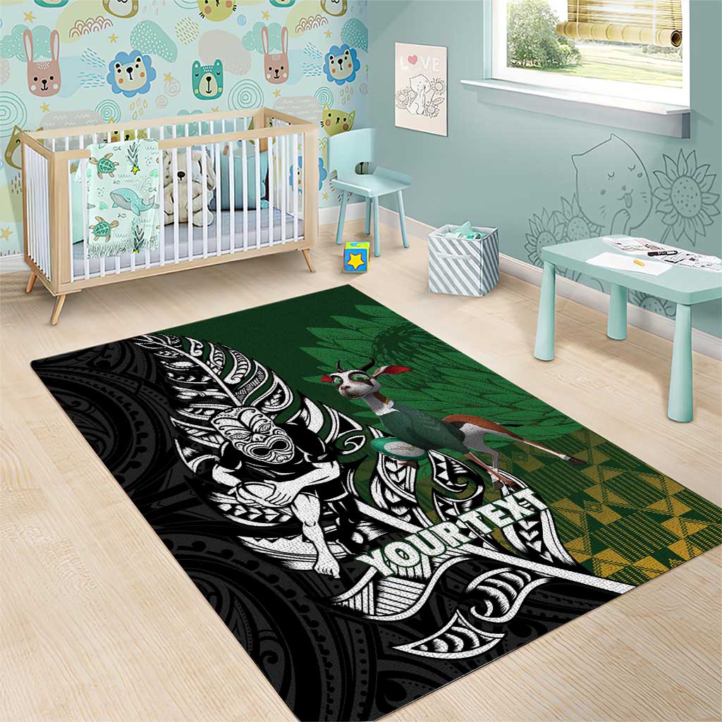New Zealand and South Africa Rugby Custom Area Rug Maori Tiki Fern Springboks Kente Pattern - Aussie Hoodie