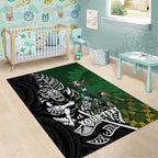 New Zealand and South Africa Rugby Custom Area Rug Maori Tiki Fern Springboks Kente Pattern - Aussie Hoodie
