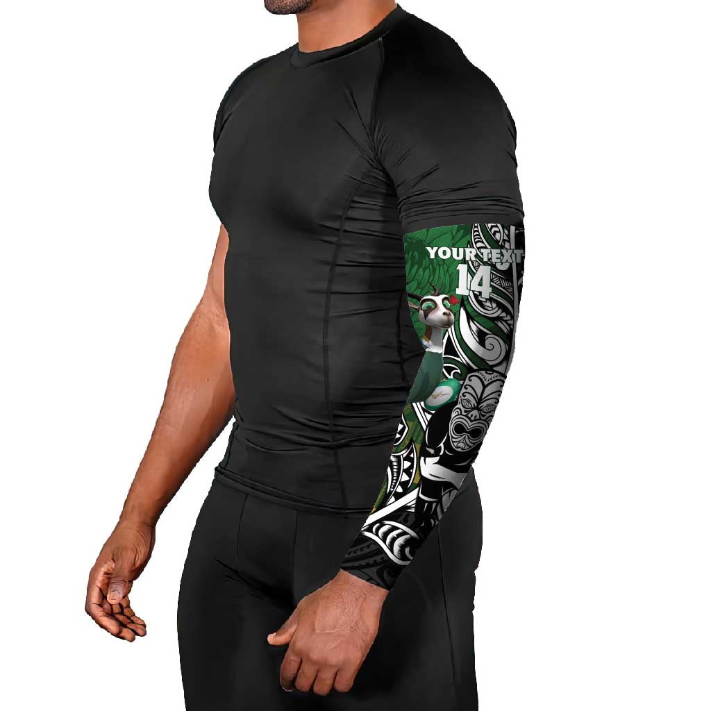 New Zealand and South Africa Rugby Custom Arm Sleeves Maori Tiki Fern Springboks Kente Pattern - Aussie Hoodie