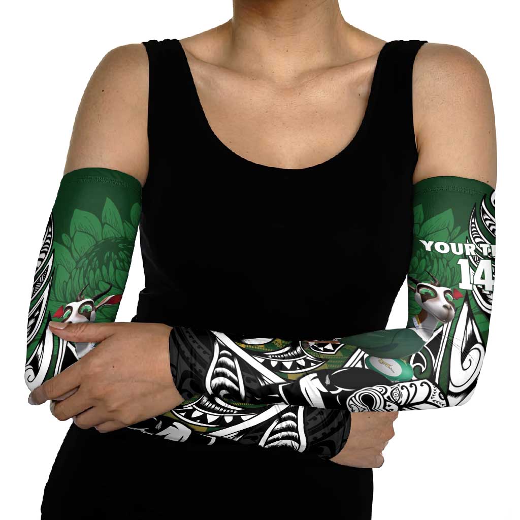 New Zealand and South Africa Rugby Custom Arm Sleeves Maori Tiki Fern Springboks Kente Pattern - Aussie Hoodie