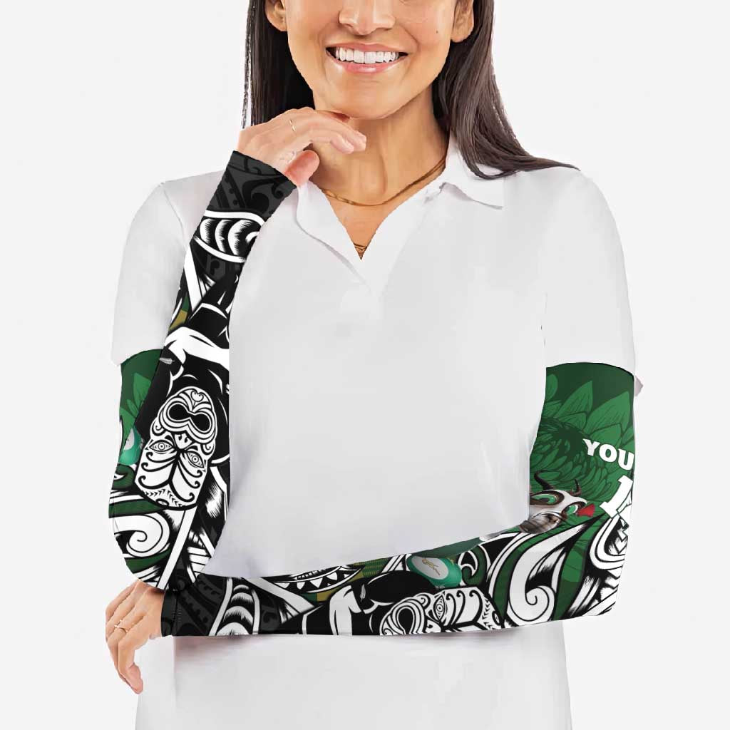 New Zealand and South Africa Rugby Custom Arm Sleeves Maori Tiki Fern Springboks Kente Pattern - Aussie Hoodie