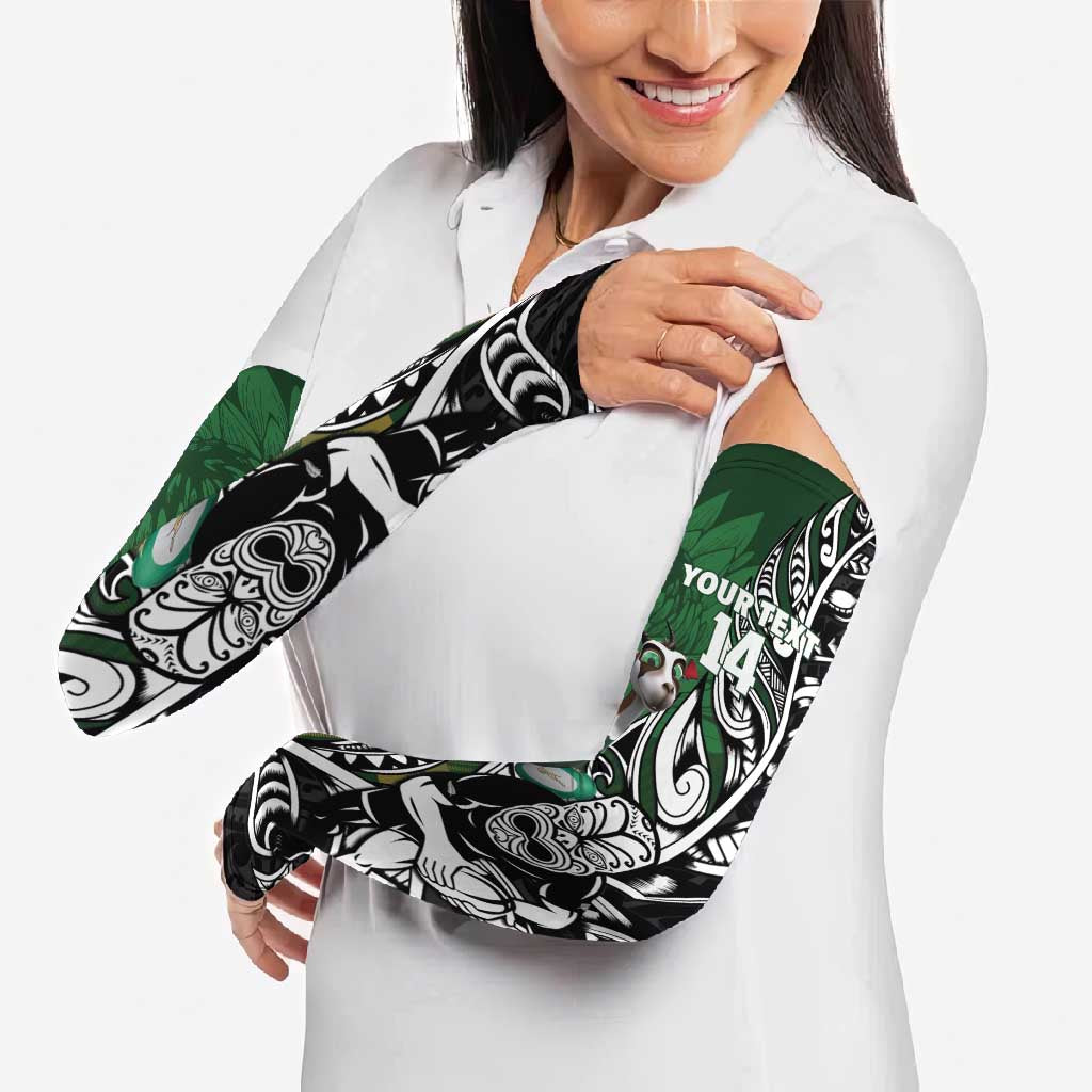 New Zealand and South Africa Rugby Custom Arm Sleeves Maori Tiki Fern Springboks Kente Pattern - Aussie Hoodie