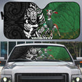 New Zealand and South Africa Rugby Custom Auto Sun Shade Maori Tiki Fern Springboks Kente Pattern - Aussie Hoodie