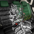 New Zealand and South Africa Rugby Custom Back Car Seat Cover Maori Tiki Fern Springboks Kente Pattern - Aussie Hoodie