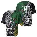 New Zealand and South Africa Rugby Custom Baseball Jersey Maori Tiki Fern Springboks Kente Pattern - Aussie Hoodie