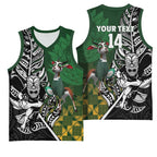 New Zealand and South Africa Rugby Custom Basketball Jersey Maori Tiki Fern Springboks Kente Pattern - Aussie Hoodie
