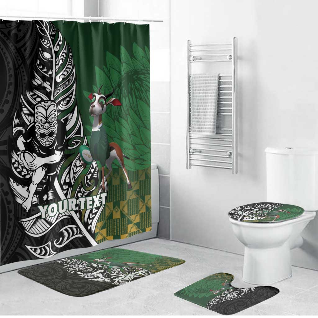 New Zealand and South Africa Rugby Custom Bathroom Set Maori Tiki Fern Springboks Kente Pattern - Aussie Hoodie