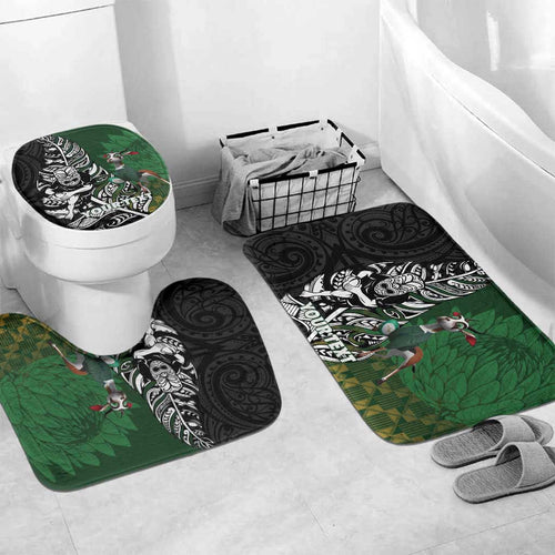 New Zealand and South Africa Rugby Custom Bathroom Set Maori Tiki Fern Springboks Kente Pattern - Aussie Hoodie