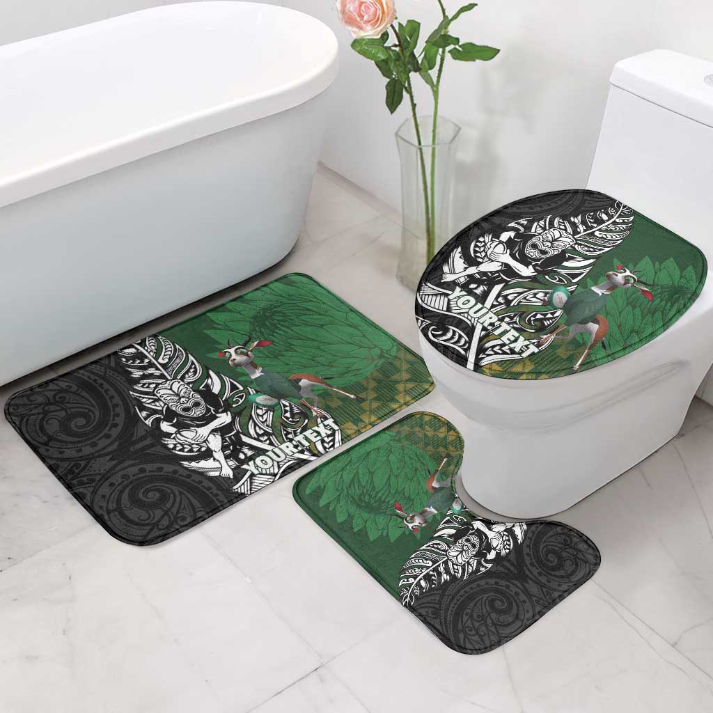 New Zealand and South Africa Rugby Custom Bathroom Set Maori Tiki Fern Springboks Kente Pattern - Aussie Hoodie