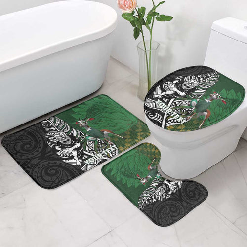 New Zealand and South Africa Rugby Custom Bathroom Set Maori Tiki Fern Springboks Kente Pattern - Aussie Hoodie