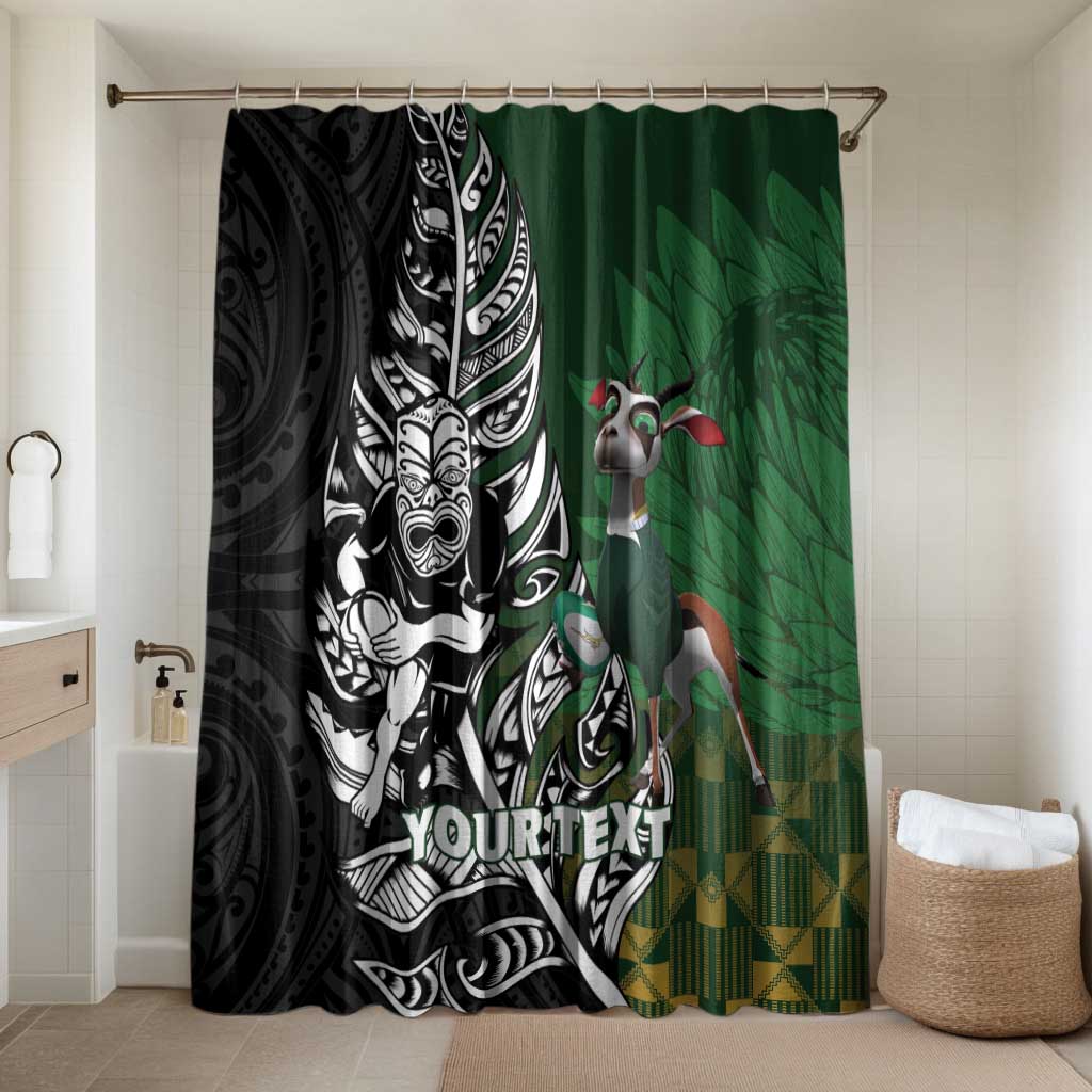 New Zealand and South Africa Rugby Custom Bathroom Set Maori Tiki Fern Springboks Kente Pattern - Aussie Hoodie