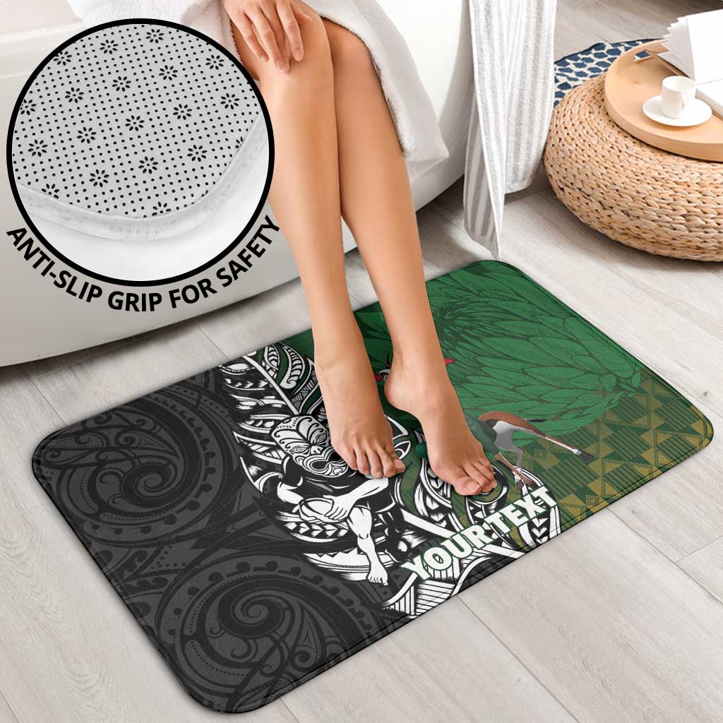 New Zealand and South Africa Rugby Custom Bathroom Set Maori Tiki Fern Springboks Kente Pattern - Aussie Hoodie