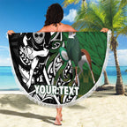 New Zealand and South Africa Rugby Custom Beach Blanket Maori Tiki Fern Springboks Kente Pattern - Aussie Hoodie