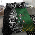 New Zealand and South Africa Rugby Custom Bedding Set Maori Tiki Fern Springboks Kente Pattern - Aussie Hoodie