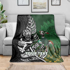 New Zealand and South Africa Rugby Custom Blanket Maori Tiki Fern Springboks Kente Pattern - Aussie Hoodie