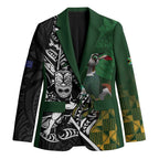New Zealand and South Africa Rugby Custom Blazer Maori Tiki Fern Springboks Kente Pattern - Aussie Hoodie