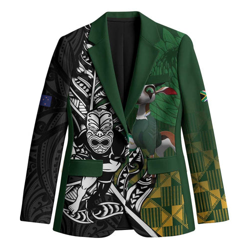 New Zealand and South Africa Rugby Custom Blazer Maori Tiki Fern Springboks Kente Pattern - Aussie Hoodie