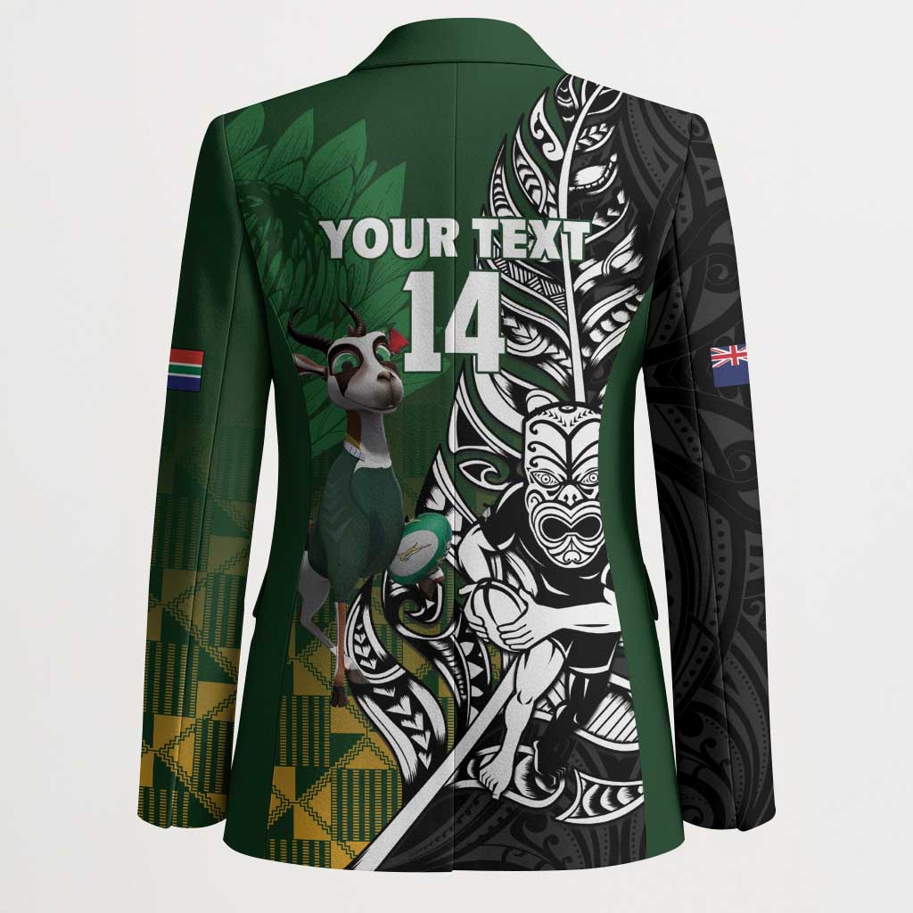 New Zealand and South Africa Rugby Custom Blazer Maori Tiki Fern Springboks Kente Pattern - Aussie Hoodie