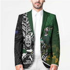 New Zealand and South Africa Rugby Custom Blazer Maori Tiki Fern Springboks Kente Pattern - Aussie Hoodie