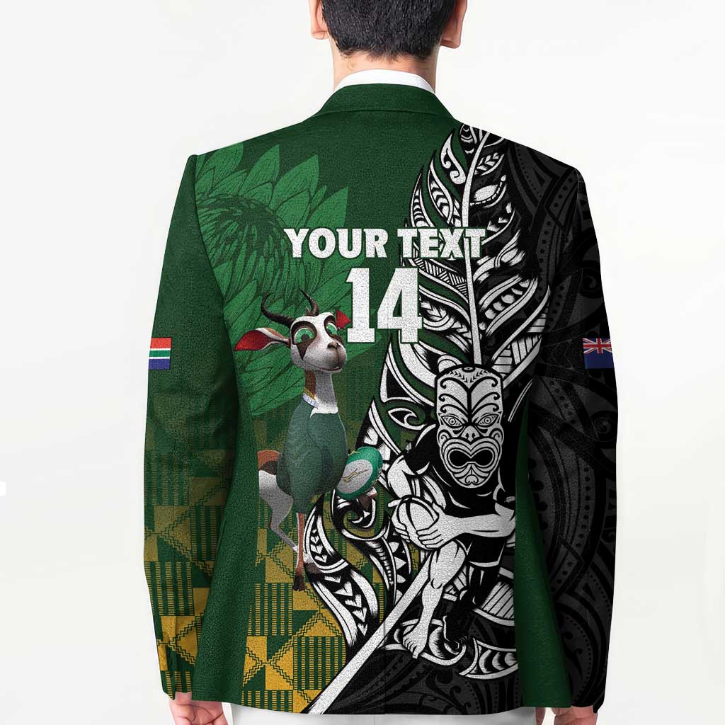New Zealand and South Africa Rugby Custom Blazer Maori Tiki Fern Springboks Kente Pattern - Aussie Hoodie