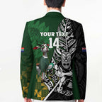 New Zealand and South Africa Rugby Custom Blazer Maori Tiki Fern Springboks Kente Pattern - Aussie Hoodie