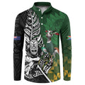 New Zealand and South Africa Rugby Custom Button Sweatshirt Maori Tiki Fern Springboks Kente Pattern - Aussie Hoodie