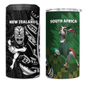 New Zealand and South Africa Rugby 4 in 1 Can Cooler Tumbler Maori Tiki Fern Springboks Kente Pattern - Aussie Hoodie