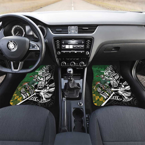 New Zealand and South Africa Rugby Custom Car Mats Maori Tiki Fern Springboks Kente Pattern - Aussie Hoodie