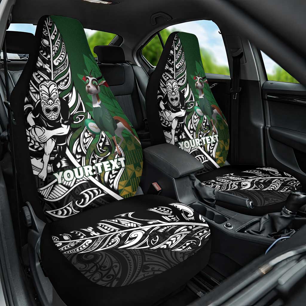 New Zealand and South Africa Rugby Custom Car Seat Cover Maori Tiki Fern Springboks Kente Pattern - Aussie Hoodie