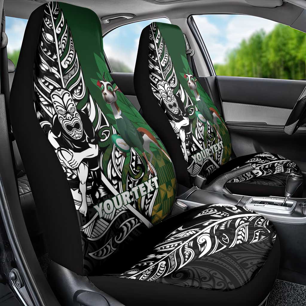 New Zealand and South Africa Rugby Custom Car Seat Cover Maori Tiki Fern Springboks Kente Pattern - Aussie Hoodie