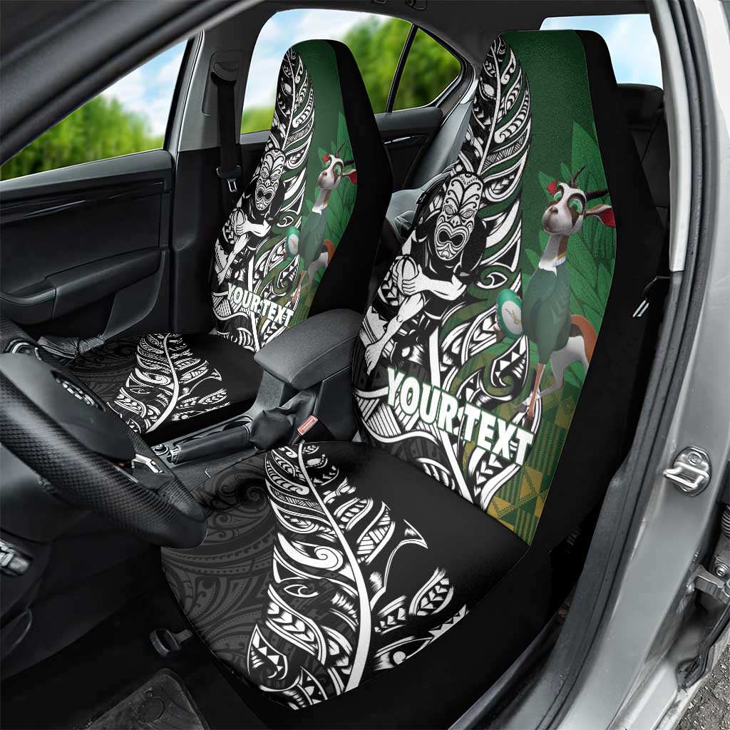 New Zealand and South Africa Rugby Custom Car Seat Cover Maori Tiki Fern Springboks Kente Pattern - Aussie Hoodie