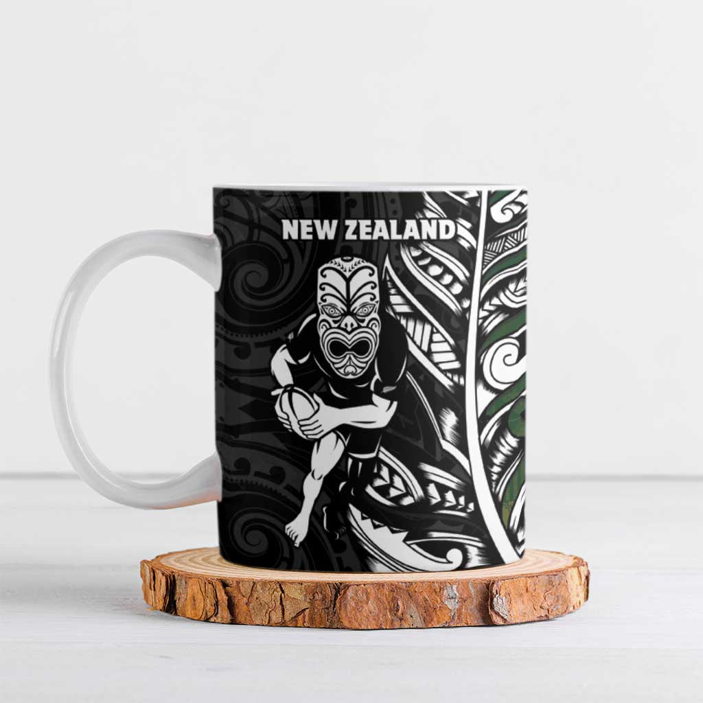 New Zealand and South Africa Rugby Ceramic Mug Maori Tiki Fern Springboks Kente Pattern - Aussie Hoodie