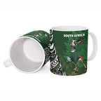 New Zealand and South Africa Rugby Ceramic Mug Maori Tiki Fern Springboks Kente Pattern - Aussie Hoodie