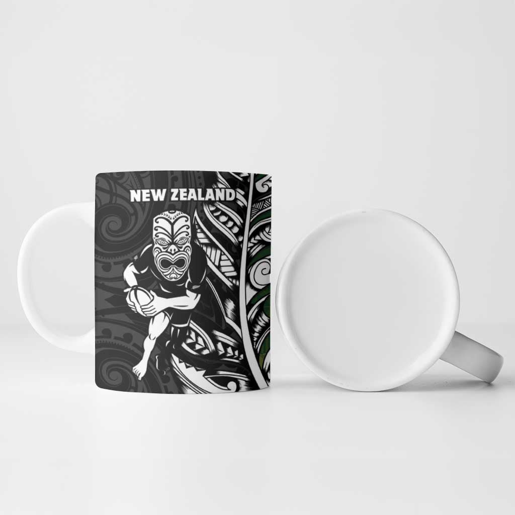 New Zealand and South Africa Rugby Ceramic Mug Maori Tiki Fern Springboks Kente Pattern - Aussie Hoodie