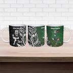 New Zealand and South Africa Rugby Ceramic Mug Maori Tiki Fern Springboks Kente Pattern - Aussie Hoodie