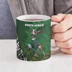 New Zealand and South Africa Rugby Ceramic Mug Maori Tiki Fern Springboks Kente Pattern - Aussie Hoodie
